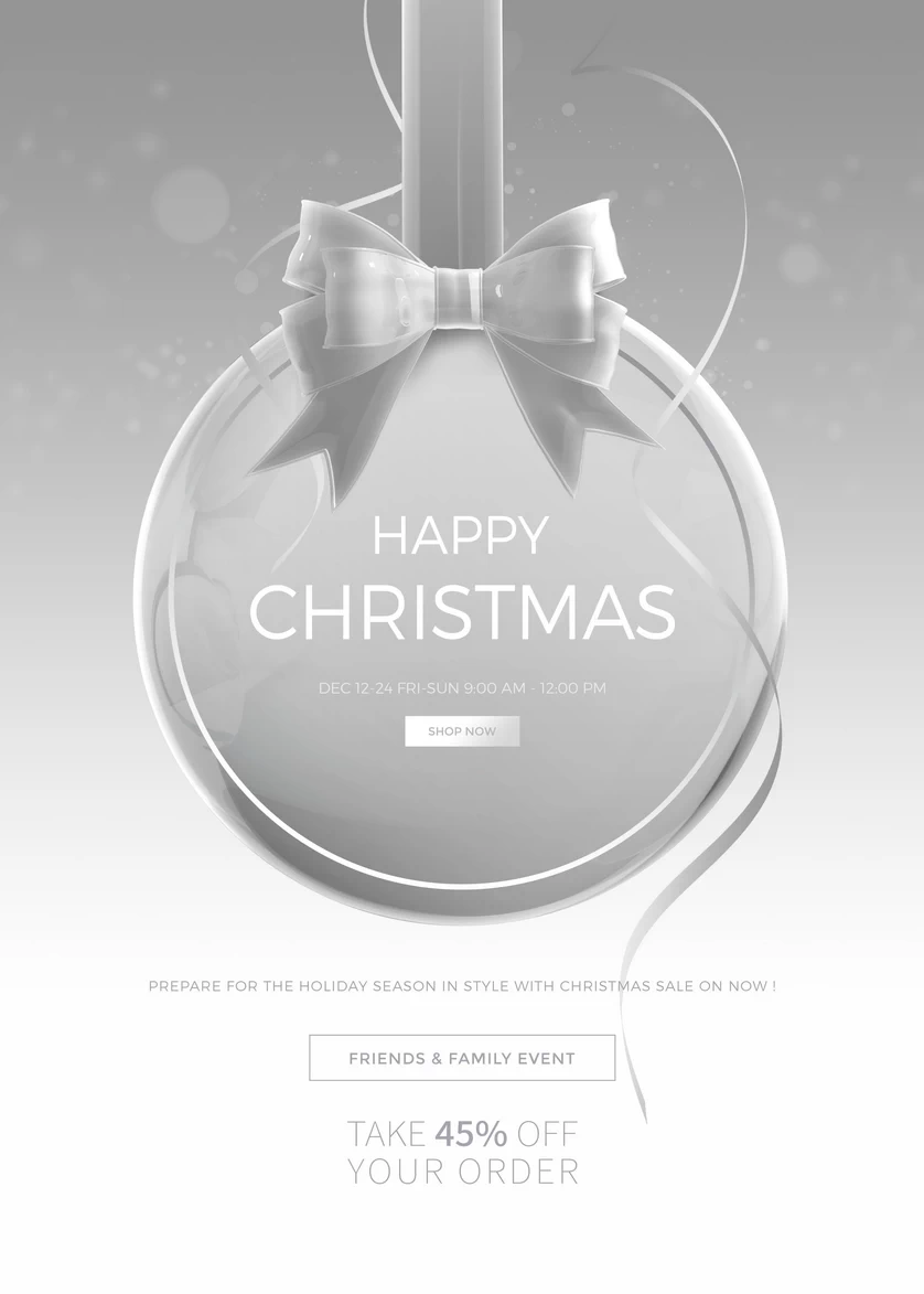 圣诞节圣诞树圣诞老人闪亮装饰电商促销折扣海报PSD模板AI素材【122】